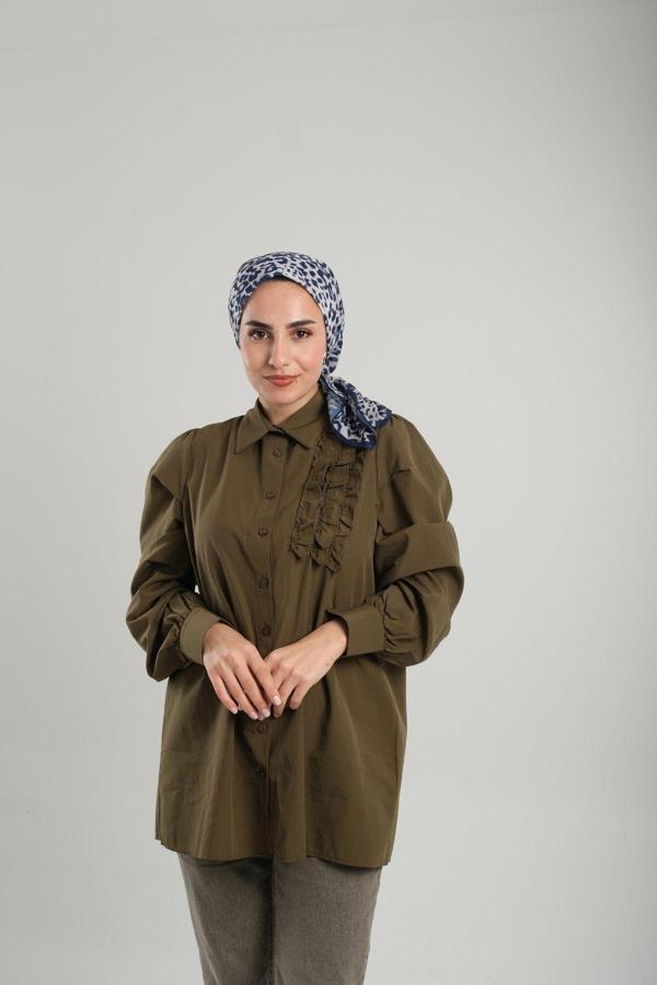 Giverny Taş Desenli Eşarp Kesik Elyaf Pamuksu Leopar Dijital Baskılı 202201_46 - Image 1