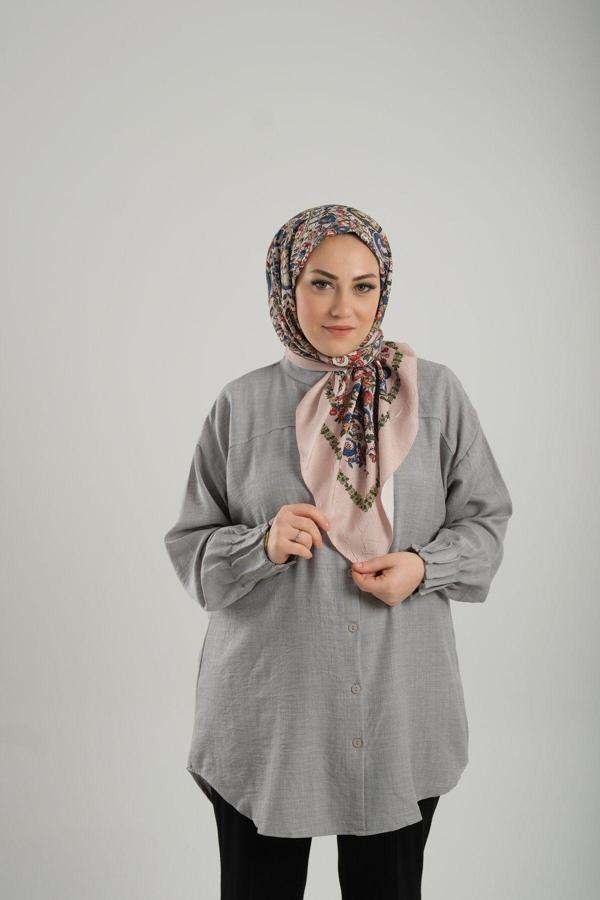 Giverny Ten Desenli Eşarp Bambu Çiçek Dijital Baskılı 202208_45 - Image 1