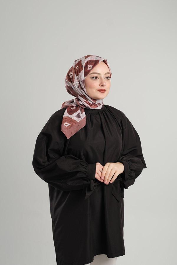 Giverny Vizon Desenli Eşarp Bambu Yaprak Dijital Baskılı 202204_10 - Image 1