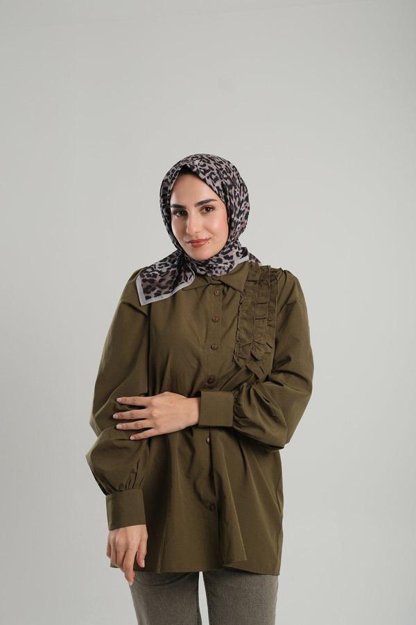 Giverny Vizon Desenli Eşarp Kesik Elyaf Pamuksu Leopar Dijital Baskılı 202201_10 - Image 1