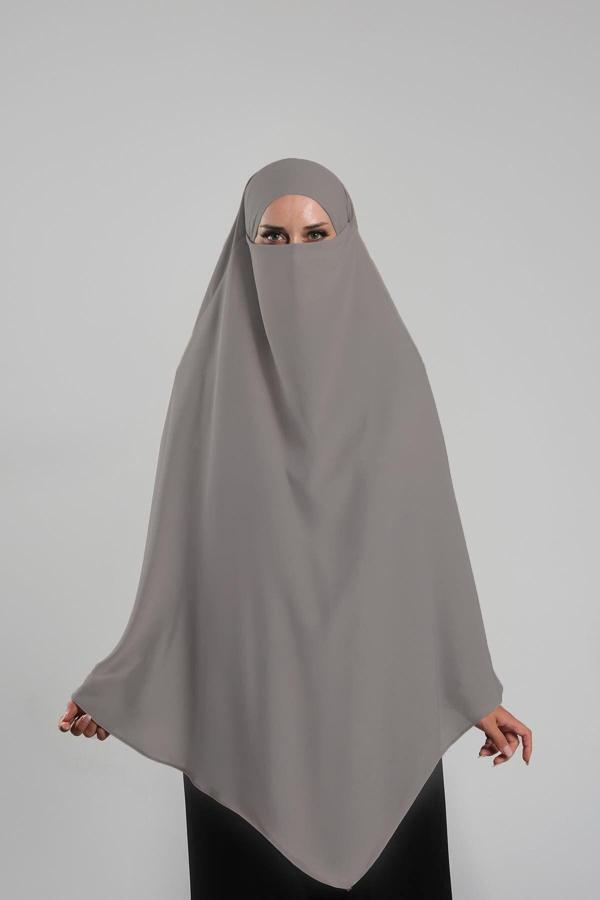 Hürrem Bone Açık Vizon Pratik Hazır Geçmeli Tesettür Eşarp Krep Bağcıklı Çift Katlı Sufle Hijab 2314_56 - Image 1