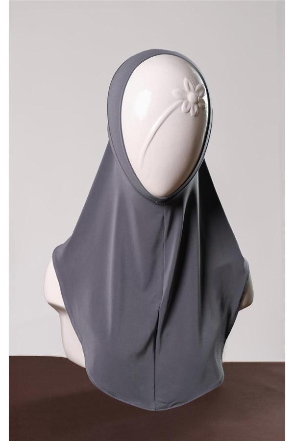 Hürrem Bone Antrasit Pratik Hazır Geçmeli Genç Tesettür Bone Sandy Kumaş Düz Hijab 2312_25 - Image 1