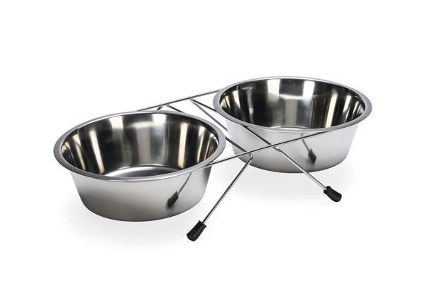 Beeztees Köpek İkili Mama Su Kabı, Paslanmaz Çelik, 20cm, 2x1800ml - Image 1