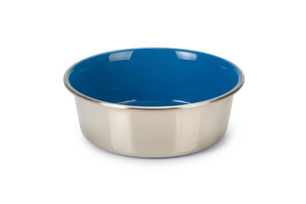 Beeztees Köpek Mama Su Kabı, Paslanmaz Çelik, İçi Mavi, 16cm, 940ml - Image 1