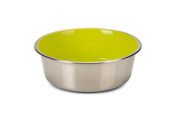 Beeztees Köpek Mama Su Kabı, Paslanmaz Çelik, İçi Sarı, 16cm, 940ml - Image 1