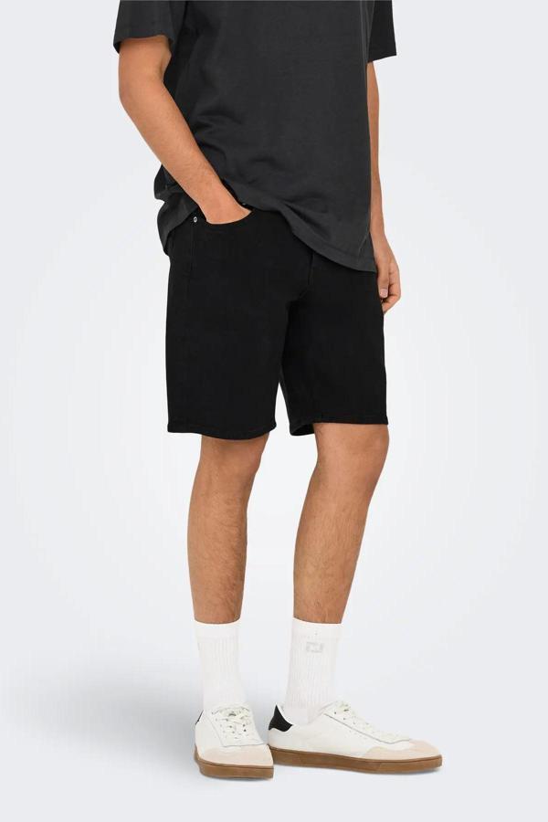 Only & Sons Erkek Onsweft Regular Fit Jean Şort 22032927 Siyah - Image 1