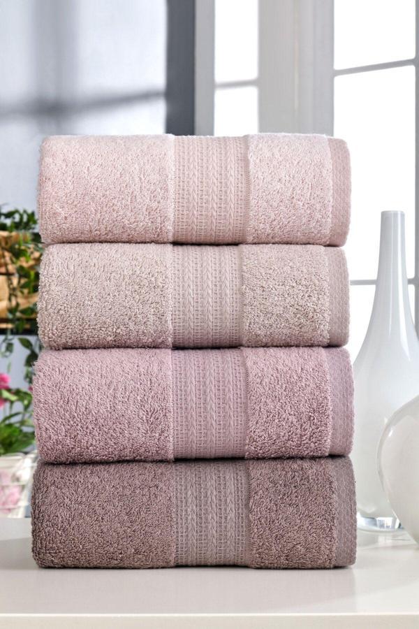 Denia Home Textile %100 Pamuk 4'Lü El Ve Yüz Havlusu Seti 50X90 Ruby - Image 1