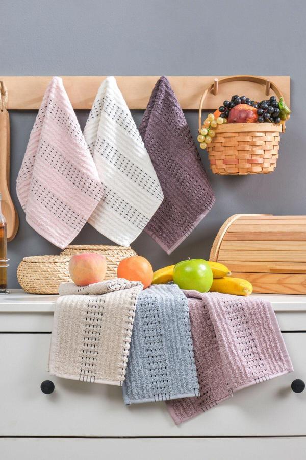 Denia Home Textile Camille 6'Lı Mutfak Ve El&Yüz Havlu Seti 30X50 Cm - Image 1