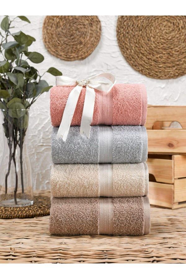 Denia Home Textile %100 Pamuk 4'Lü El Ve Yüz Havlusu Seti 50X90 Harmesia - Image 1