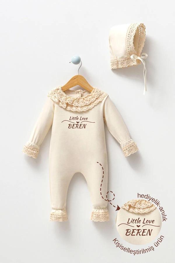 Minytrendy Kız Bebek Isimli Yenidoğan Tulum Fistolu Şapka Hastane Çıkışı Mevlüt Kıyafeti Babyshower Hediyelik - Image 1