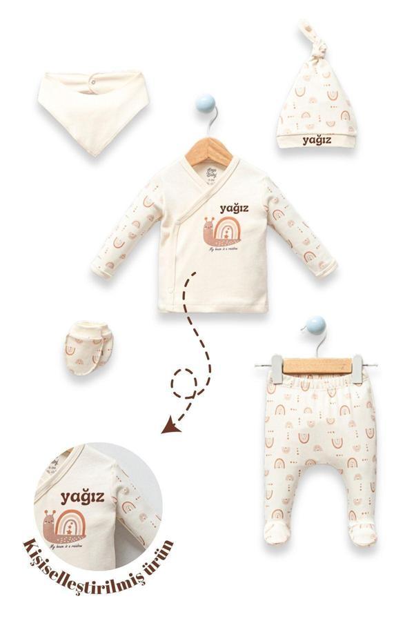 Minytrendy Kız Bebek İsimli 5 Parça Yenidoğan Hastane Çıkış Seti Bebek Hediyelik Babyshower - Image 1