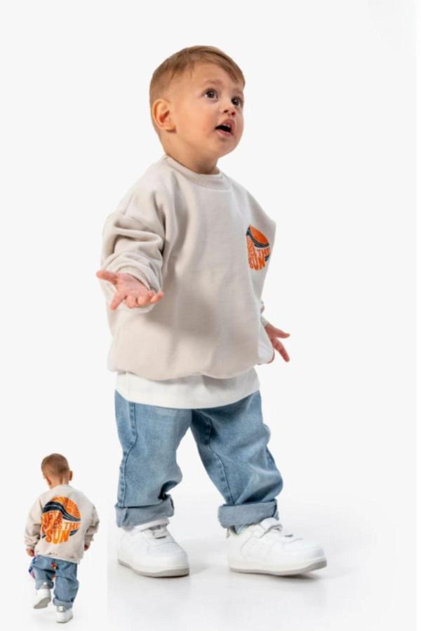 Minytrendy Erkek Bebek Çocuk Oversize Cool Boy Swearshirt  Spor Alt Üst Takım Bayramlık Takım - Image 1