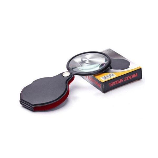 Büro Ev Ofis Hediyesi için 5X Büyütür 60MM Büyüteç Deri Kaplı Katlanır Optik Lens Cep Büyüteci - Image 1