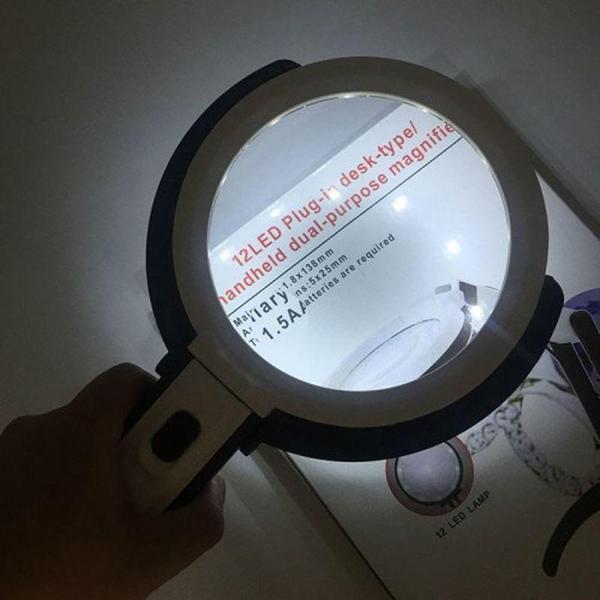 Büro Ev Ofis için 120MM 10LED Işıklı Büyüteç Çalışma Masası Büyüteci - Image 1