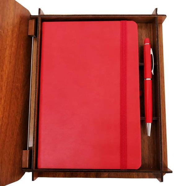 Büro Ev Ofis Hediyesi için Ahşap Kutulu Kalem Defter Seti - Image 1
