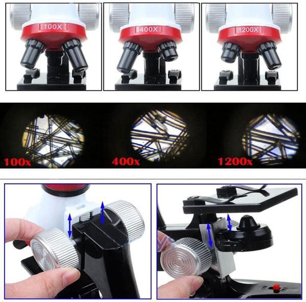 Büro Ev Ofis Okul için 1200X Led Işıklı Eğitici Zoom Mikroskop Kiti - Image 1