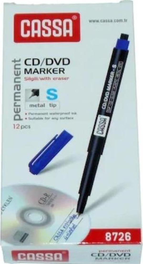 Cassa Cd Ve Dvd Kalemi Permanent Marker S Seri Mavi 8726 (12 Li Kutu) - Image 1