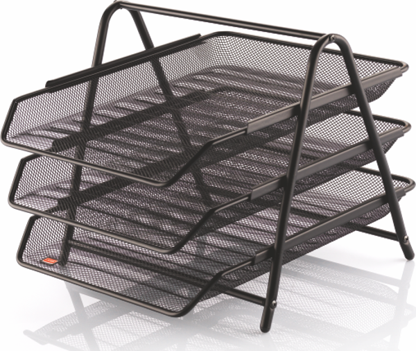Cassa Evrak Rafı Metal Perforeli 3 Lü Siyah 8933 - Image 1