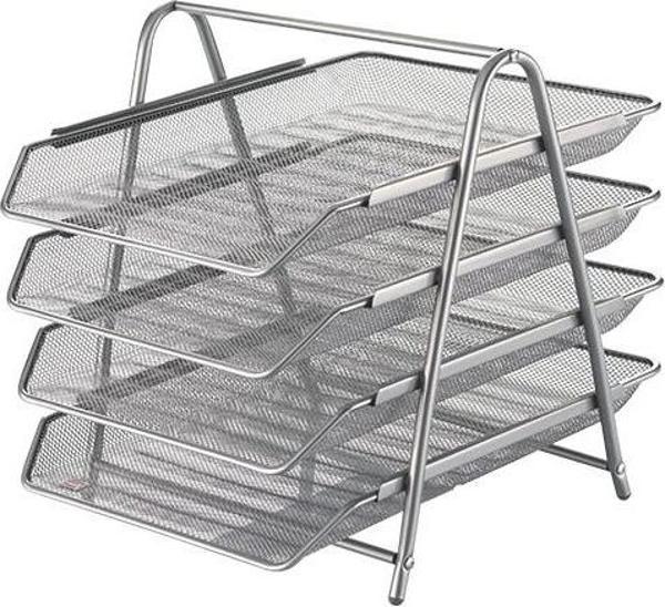 Cassa Evrak Rafı Metal Perforeli 4 Katlı Gümüş 8934 - Image 1