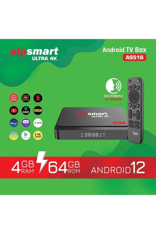 ALPSMART As516 Androıd Tv Box Ses Komutlu Kumanda 4 Gb Ram 64 Gb Hafıza - Image 1