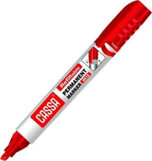 Cassa Permanet Marker Kalem Kesik Uç Kırmızı 9916 (12 Li Paket) - Image 1