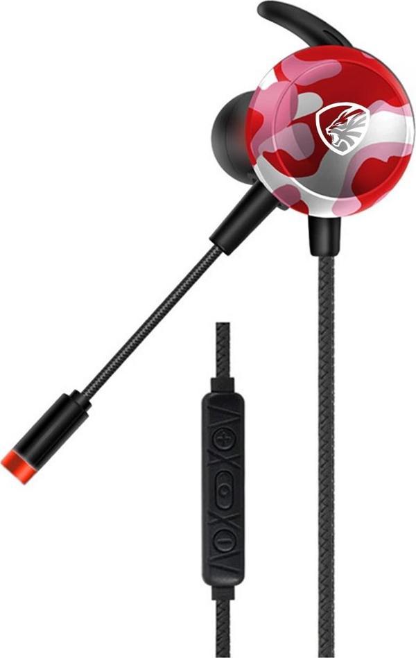 Hytech Hy-Gk4 3,5 Oyuncu Gamer Esnek Mikrofonlu Kırmızı Kamuflaj Kulakiçi Kulaklık - Image 1