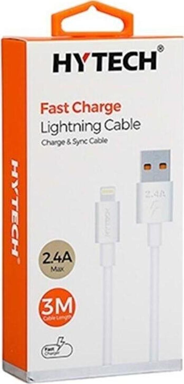 Hytech Hy-X99 3 Metre 2.4A Usb To Lightning Beyaz Data + Sarj Kablosu - Image 1