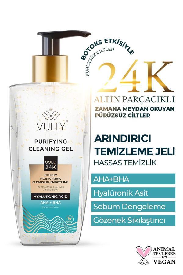 Vully 24K Altın Parçacıklı Arındırıcı Nemlendirici Gözenek Sıkılaştırıcı Yüz Temizleme Jeli 200 Ml - Image 1