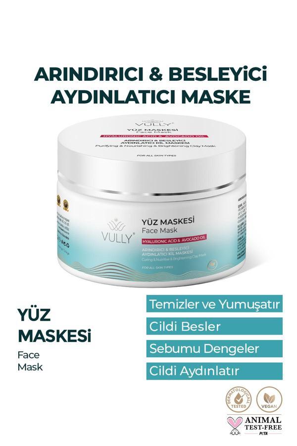 Vully Arındırıcı Besleyici Aydınlatıcı Yüz Için Kil Maskesi 150 Ml (Hyaluronıc Acıd - Avacado Oıl) - Image 1