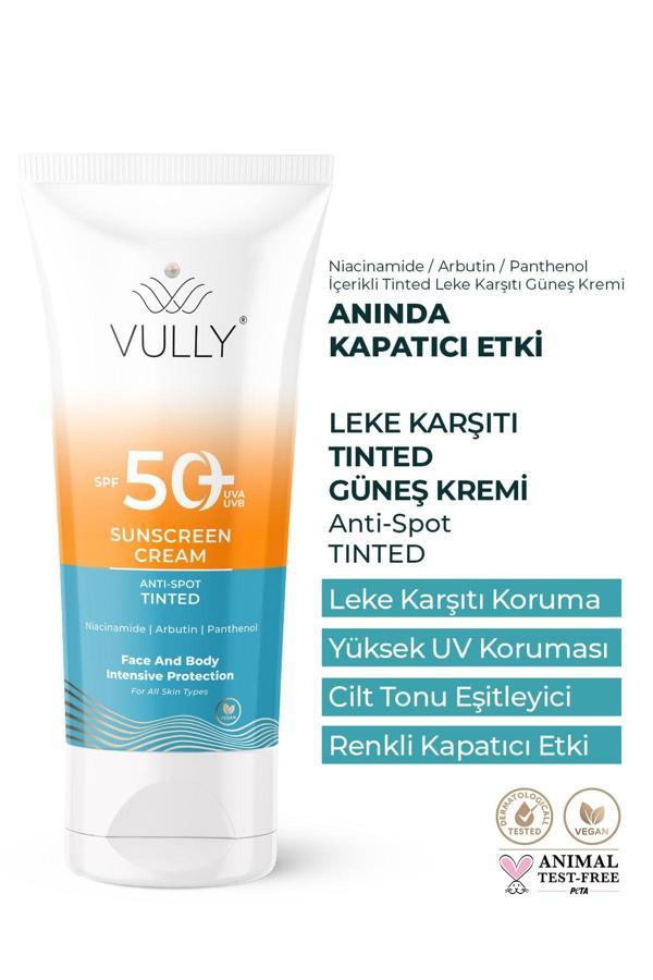 Vully Leke Karşıtı - Cilt Tonu Eşitleyici Renkli Kapatıcı Etkili Yüksek Koruyucu Spf+50 Güneş Kremi 50 Ml - Image 1