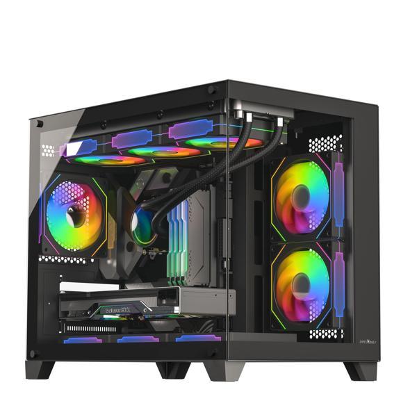 James Donkey Stark S700 3xARGB Temperli Cam 650W 80+ Bronze mATX Siyah Gaming (Oyuncu) Kasa - Image 1