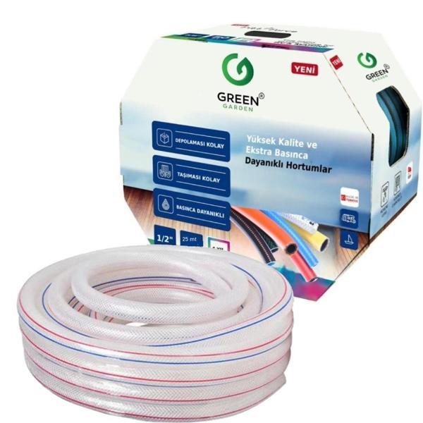 Greengarden 281230 Flex Örgülü Şeffaf Bahçe Hortumu 1/2-30 mt - Image 1