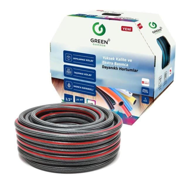 Greengarden 481230 Süper Flex Örgülü Bahçe Hortumu 1/2-30 mt - Image 1