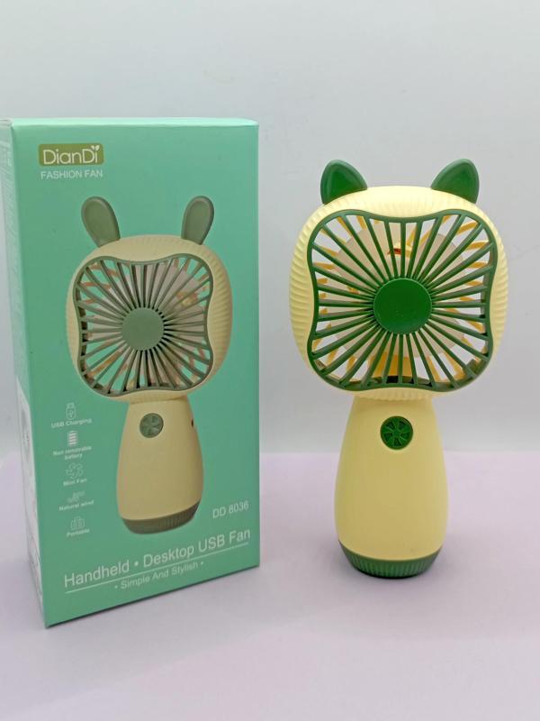 Mini Fan Kedi Model Fan Şarj Edilebilir El Fanı Vantilatör - Yeşil - Image 1