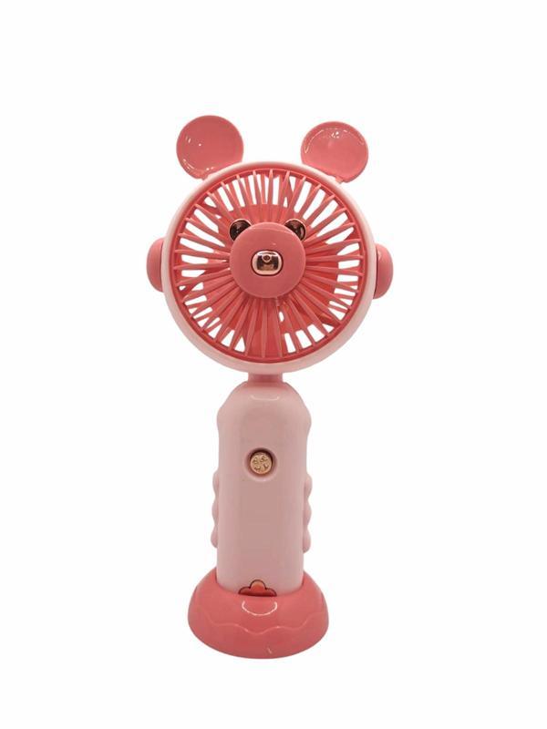 Şarj Edilebilir Fanlı Ayıcık Figürlü Ayarlanabilir El Fanı Vantilatör - Pembe - Image 1