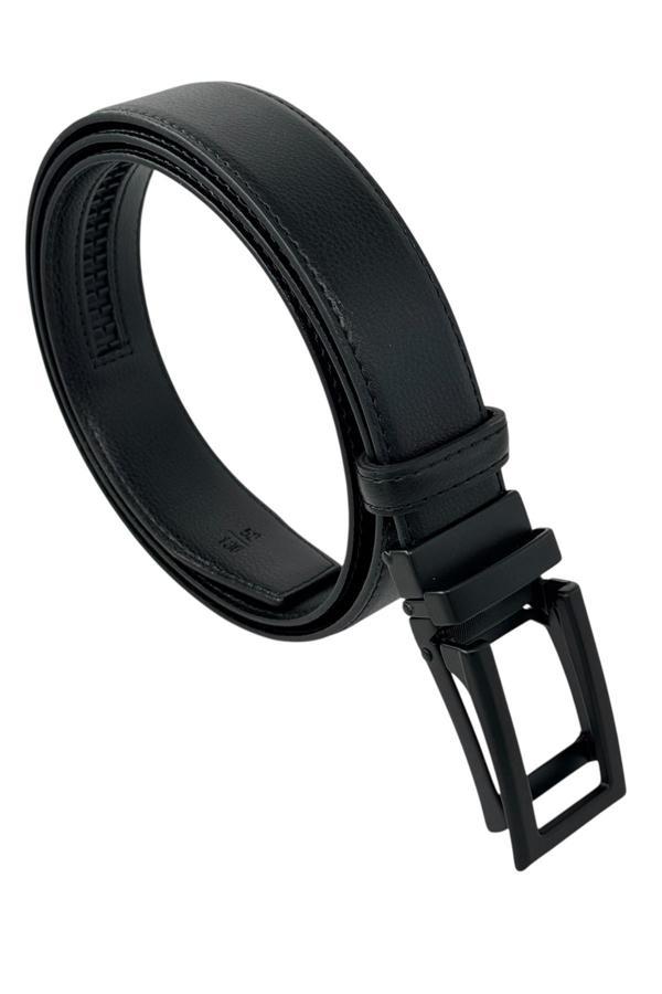 Siyah Suni Deri Otomatik Mekanizma Tokalı Deliksiz 3.5 cm.lik Genişlikli Klasik Kemer - 8201-ST - Image 1