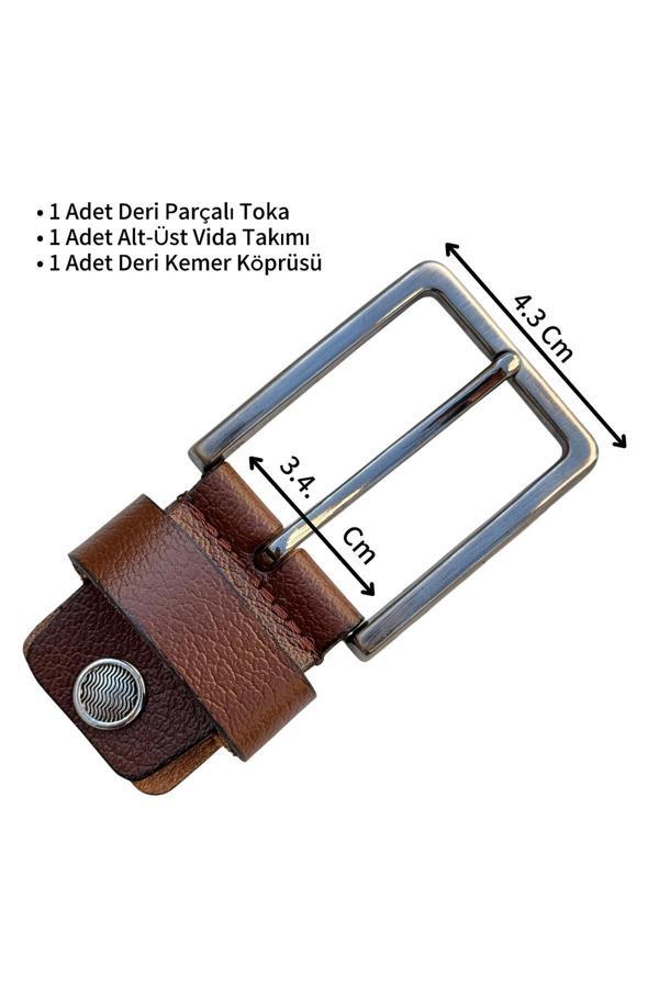 Taba 3.5 cm. Yedek Kemer Tokası Hakiki Deri Vidalı - Image 1