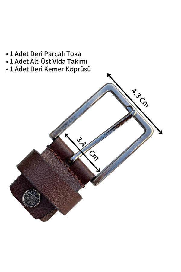 Kahverengi 3.5 cm. Yedek Kemer Tokası Hakiki Deri Vidalı - Image 1