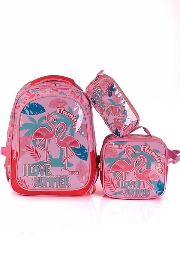 7211 Flamingo Okul Sırt Çantası 3'Lü Set - Image 1