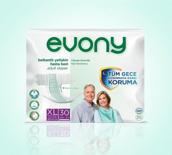Evony Belbantlı Yetişkin Hasta Bezi XL Beden 30x2 60 Adet - Image 1