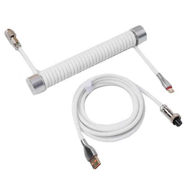 GravaStar Sarmal Aviator USB to Type-c  Mekanik Klavye Uyumlu Oyuncu Kablosu, 1.85m, Beyaz - Image 1