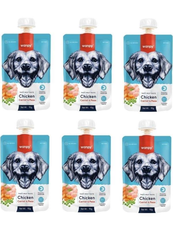 6 Adet Wanpy Taze Tavuklu&Havuçlu Köpek Et  Ezmesi 90Gr - Image 1