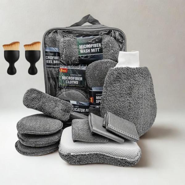 Polham Profesyonel 11 Parça Mikrofiber Araç Oto Yıkama Seti Araç Fırçası Araç Mikrofiber Bez Seti - Image 1