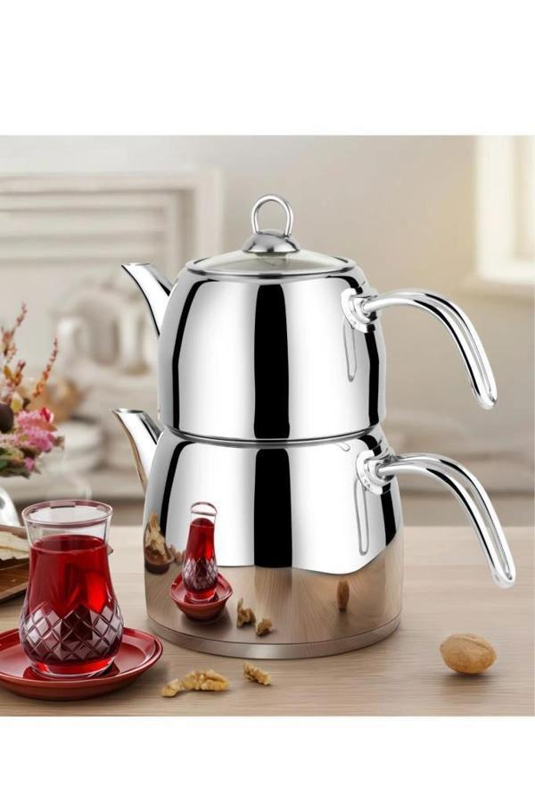 Yonca Lines L-3083 Yıldız Aile Boy Çelik Çaydanlık - Image 1