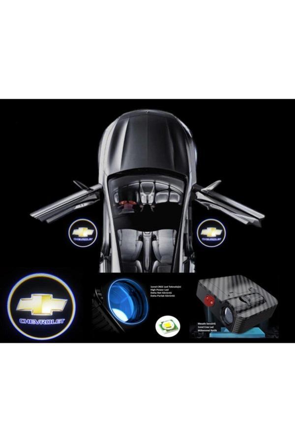 Zembil 2 Adet Chevrolet İle Uyumlu Pilli Yapıştırmalı Sensörlü Mıknatıssız Kapı Altı Led Logo - Image 1