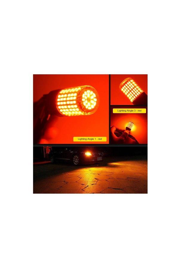 Femex 2 Adet 93 Tek Duy Led Pr21W Tip Düz Tırnak Led Ampul Ba15S 144 Ledli Kırmızı - Image 1