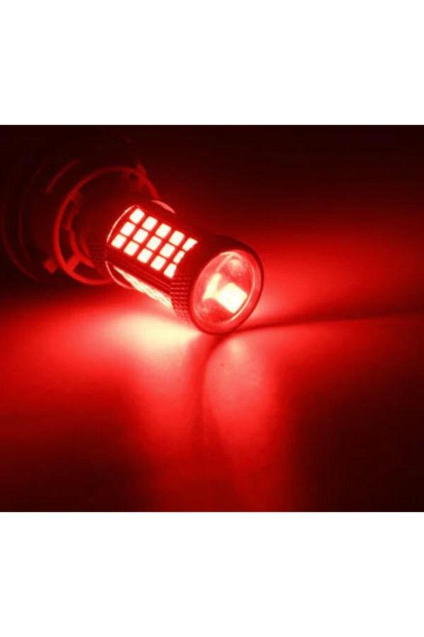 Femex 2 Adet 93 Tek Duy Led Pr21W Tip Düz Tırnak Led Ampul Mercekli 66 Ledli Ba15S Kırmızı - Image 1