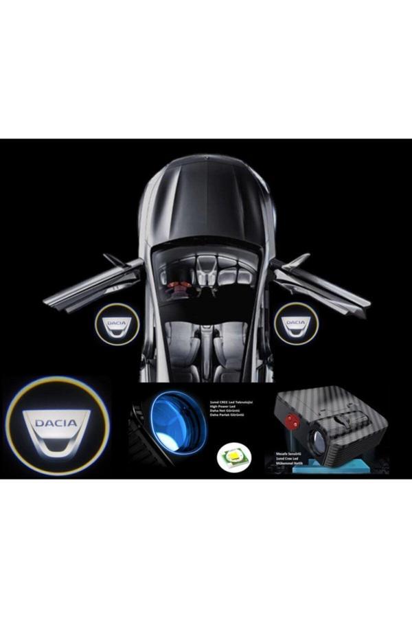 Zembil 2 Adet Dacia İle Uyumlu Pilli Yapıştırmalı Sensörlü Mıknatıssız Kapı Altı Led Logo - Image 1