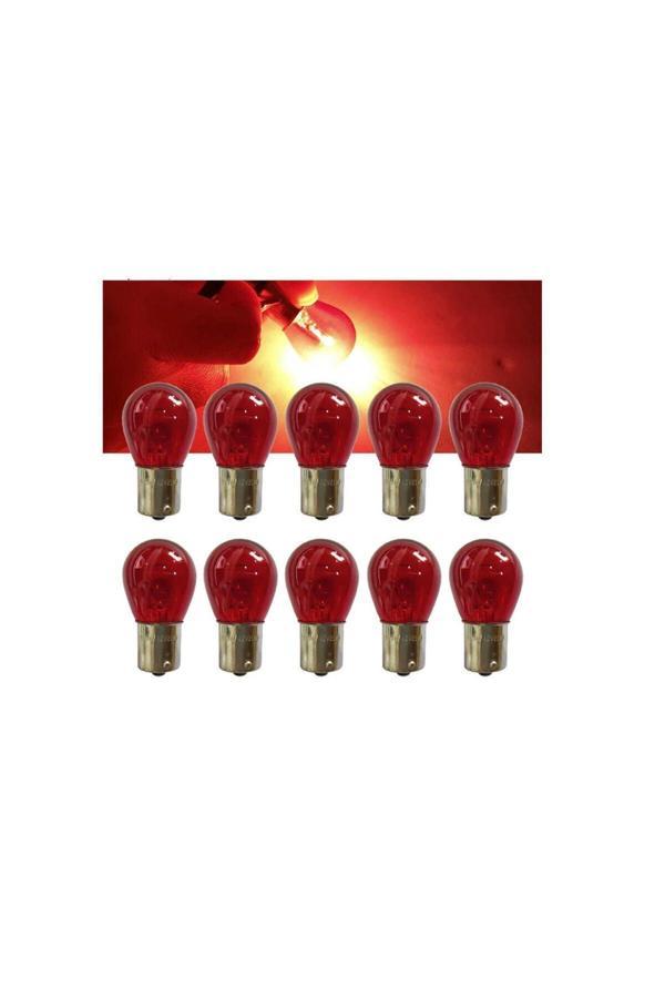 Zembil 10 Adet 12V Pr21W 93 Tek Duy Yakın Tırnak Ampul Bau15S Kırmızı - Image 1