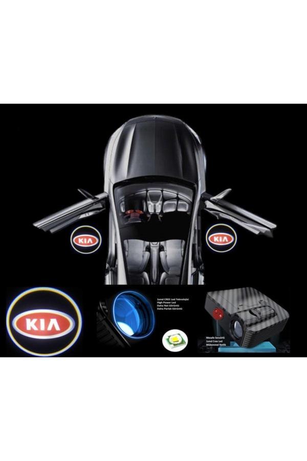 Zembil 2 Adet Kia İle Uyumlu Pilli Yapıştırmalı Sensörlü Mıknatıssız Kapı Altı Led Logo - Image 1
